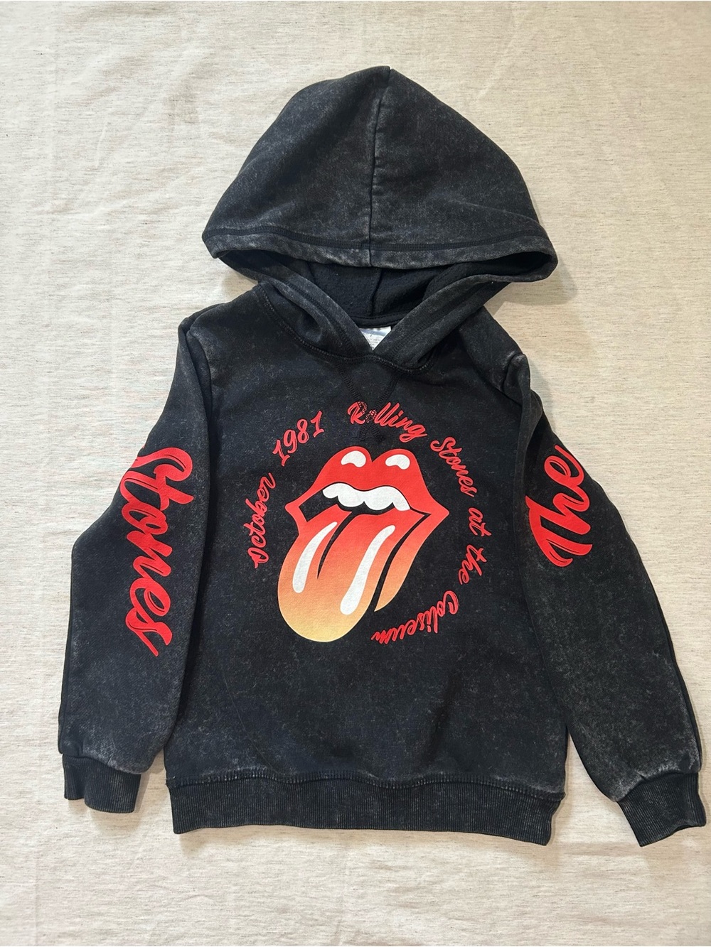 Black The Rolling Stones Hoodie with Red Graphic